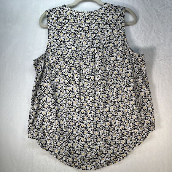 Cynthia Rowley Sleeveless Linen Button Front Top Women’s Large All Over Daisy - Picture 6 of 6